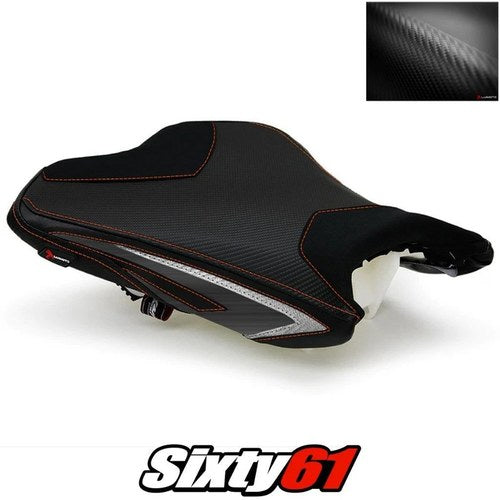 Kawasaki ZX6R Seat Cover 2013-2017 2018 Front Black Red Luimoto Carbon Suede