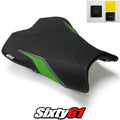 Kawasaki ZX6R Seat Cover and Gel 2009-2011 2012 Front Black Green Luimoto Carbon