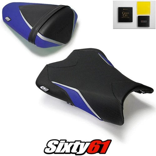 Kawasaki ZX6R Seat Covers and Gel 2009 2010 2011 2012 Black Blue Luimoto Carbon