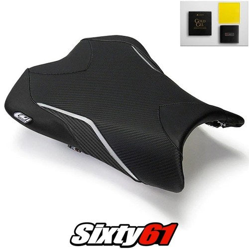 Kawasaki ZX6R Seat Cover and Gel 2009 2010 2011 2012 Black Silver Luimoto Carbon