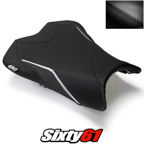Kawasaki ZX6R Seat Cover 2009 2010 2011 2012 Front Black Silver Luimoto Carbon