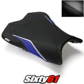 Kawasaki ZX6R Seat Cover 2009 2010 2011 2012 Front Black Blue Luimoto Carbon
