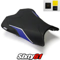Kawasaki ZX6R Seat Cover and Gel 2009-2011 2012 Front Black Blue Luimoto Carbon