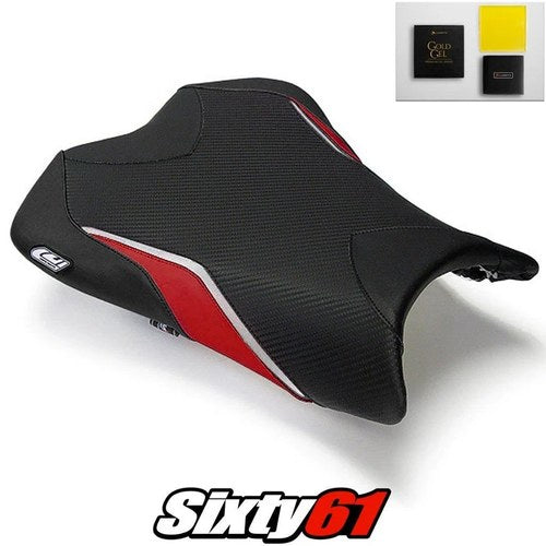Kawasaki ZX6R Seat Cover and Gel 2009-2011 2012 Front Black Red Luimoto Carbon
