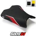 Kawasaki ZX6R Seat Cover and Gel 2009-2011 2012 Front Black Red Luimoto Carbon