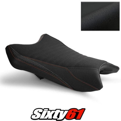 Kawasaki ZX6R Seat Cover 2019-2026 Front Black Orange Luimoto Tec-Grip Suede