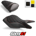 Yamaha R3 Seat Covers and Gel 2015-2024 2025 Black Red Luimoto Tec-Grip Suede