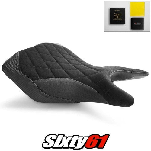 Yamaha R25 Seat Cover and Gel 2014-2019 2020 Black Luimoto Tec-Grip Suede