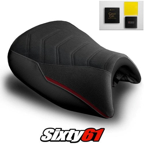 BMW K1600GT Seat Cover and Gel 2010-2025 2026 Black Red Luimoto Tec-Grip Suede