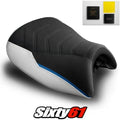 BMW K1600GT Seat Cover and Gel 2010-2025 2026 White Blue Luimoto Tec-Grip Suede