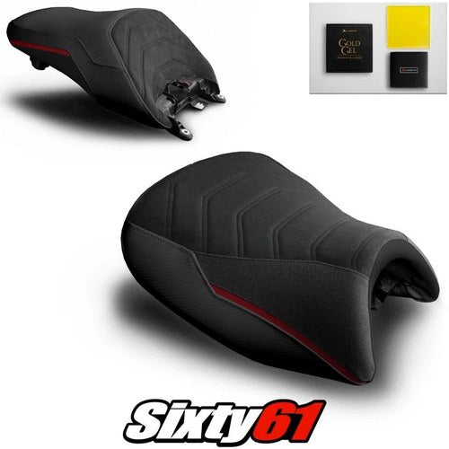 BMW K1600GT Seat Covers and Gel 2010-2025 2026 Black Red Luimoto Tec-Grip Suede