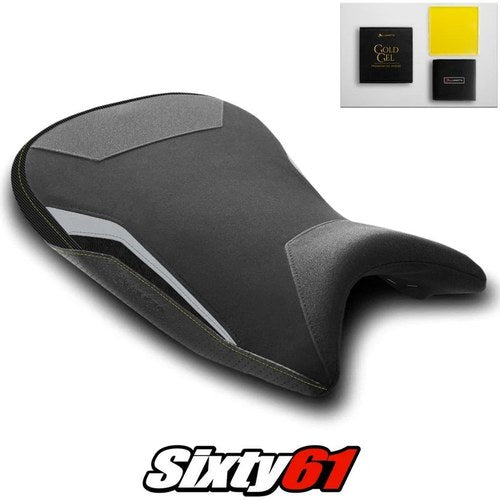 BMW S1000R Seat Cover Gel 2021-2026 Black Yellow Stitch Luimoto Tec-Grip Suede