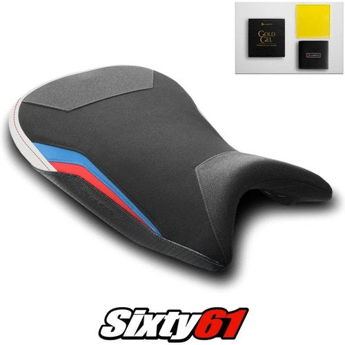BMW S1000R Seat Cover and Gel 2021-2026 White Blue Red Luimoto Tec-Grip Suede