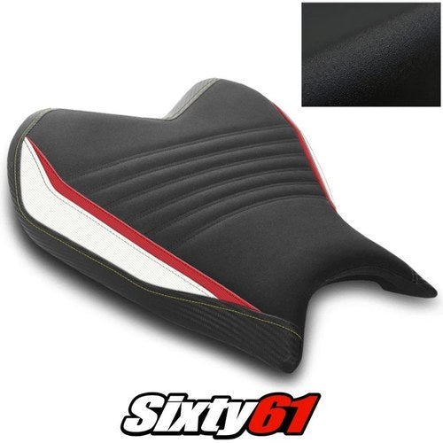 Yamaha R7 Seat Cover 2021-2025 Front Black Red Stitch Luimoto Tec-Grip Suede