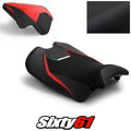 Ducati Panigale V4R Seat Covers 2019-2021 Black Red Luimoto Tec-Grip Suede