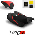 Ducati Panigale V4R Seat Covers Gel 2019-2021 Black Red Luimoto Tec-Grip Suede