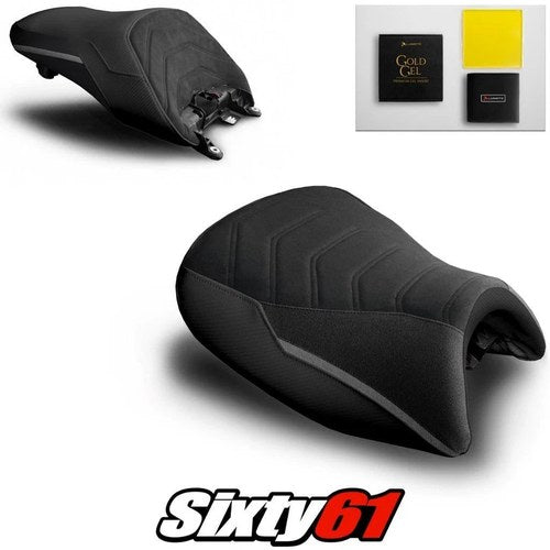 BMW K1600GT Seat Covers and Gel 2010-2024 2025 2026 Black Luimoto Tec-Grip Suede