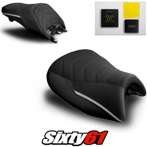 BMW K1600GT Seat Covers Gel 2010-2025 2026 Black Silver Luimoto Tec-Grip Suede