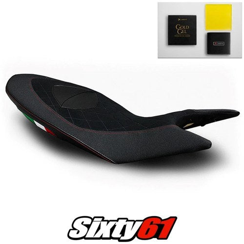 Ducati Hypermotard Seat Cover Gel 2013-2018 Black Luimoto Tec-Grip Suede Carbon