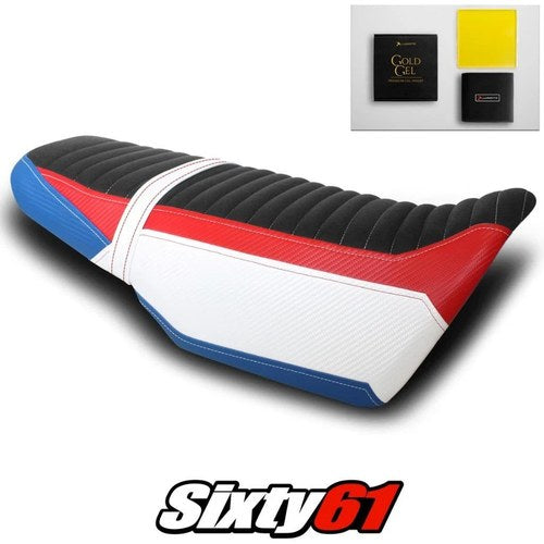 Honda Grom Seat Cover and Gel 2021-2025 White Blue Red Luimoto Tec-Grip Suede