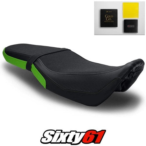 Honda Grom Seat Cover and Gel 2016-2020 Black Green Luimoto Tec-Grip Carbon