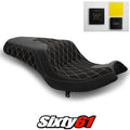 Indian Challenger Seat Cover and Gel 2020-2023 Black Bronze Stitch Luimoto Suede