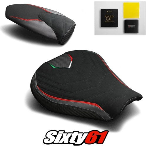 MV Agusta F3 675 800 Seat Covers and Gel 2012-2018 2019 2020 Black Luimoto Suede