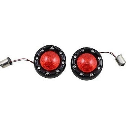 Custom Dynamics Black Red ProBEAM Bullet Ringz 1156 Rear Turn Signals