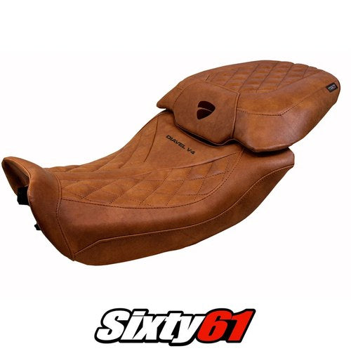 Ducati Diavel V4 Seat Cover Tappezzeria 2023-2026 Comfort Classic Leather Brown