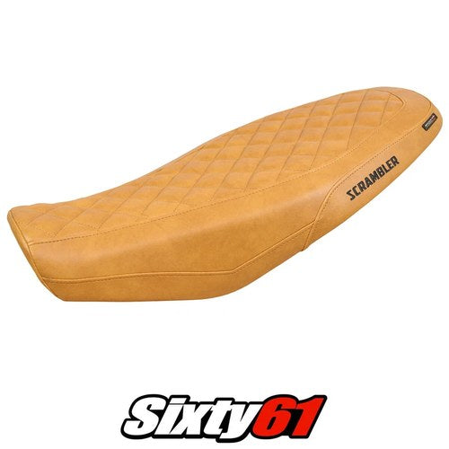 Ducati Scrambler 800 2025 Seat Cover Tappezzeria Comfort Camel Leather Diamond
