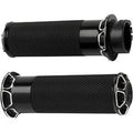 Arlen Ness 07-329 Black Fusion Beveled Hand Grips for Harley Electronic Tbw