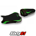 Kawasaki Ninja ZX6R 2009-2011 2012 Seat Cover Tappezzeria Ultragrip Green Grey