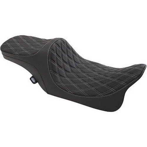 Drag Specialties Predator Iii Seat Double Diamond Silver Thread 97-07 FLHR/FLHX