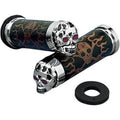 Drag Specialties Chrome Skull Grips w/ Red Eyes for Harley 1" Applications