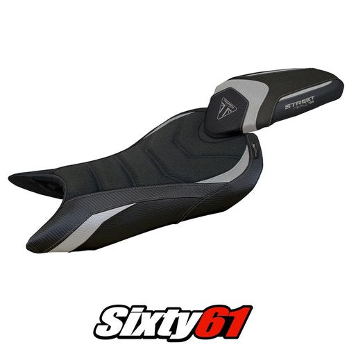 Triumph Street Triple 765 2023-2025 Seat Cover Tappezzeria Ultragrip Silver Blck