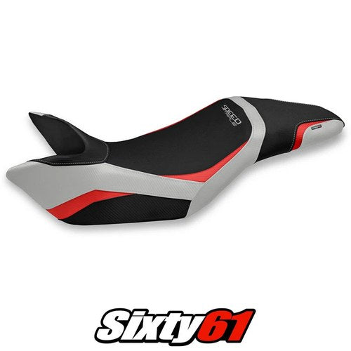 Triumph Speed Triple 2011 2012 2013 2014 2015 Seat Cover Tappezzeria Silver Red
