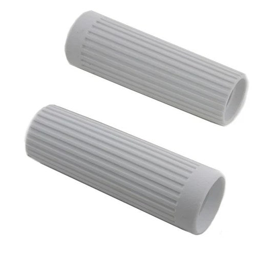 V-Twin 28-0119 White Replica Rib Style Hand Grip Set