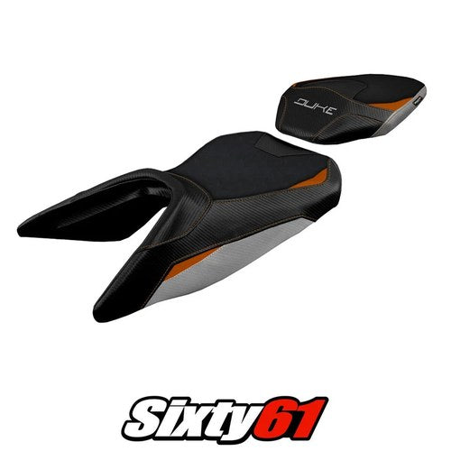 KTM 125 Duke 2017-2023 2024 2025 Seat Cover Tappezzeria Comfort Silver Orange