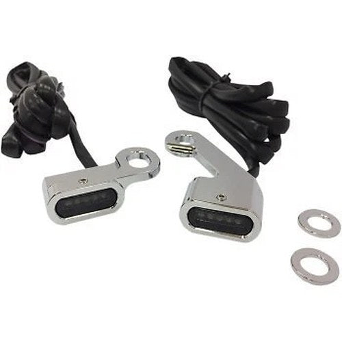 Chrome Smoke LED Handlebar Marker Lights for 09-17 Touring & 15-21 Softail