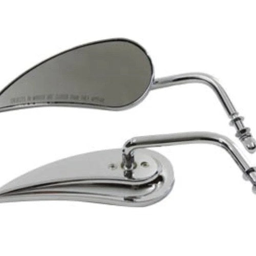 V-Twin 34-0785 Chrome Tear Drop Mirrors for Harley and Custom Chopper