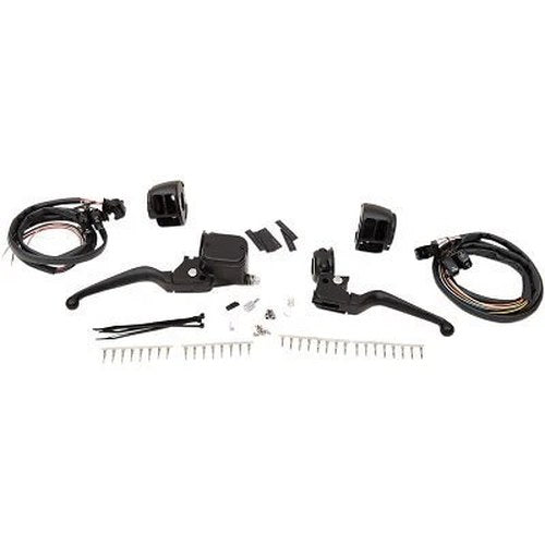 Matte Black Handlebar Control Kit Dual Disc Softail Dyna Road King Sportster