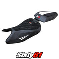 Aprilia RS 457 2023-2026 Seat Cover Tappezzeria White Black SE Diamond Stitch