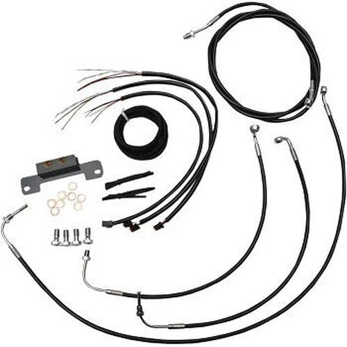 LA Choppers LA-8055KT2-19BBlack Vinyl Braided Handlebar Cable/Brake Line Kit