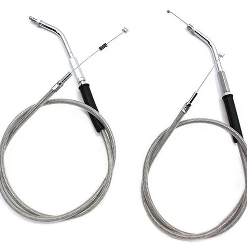V-Twin 36-0855 Stainless Steel Throttle and Idle Cable Set with 38" Casing