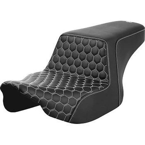 Saddlemen 823-07-17706 Honeycomb Step-Up Seat- White Stitching - FL '23-'24
