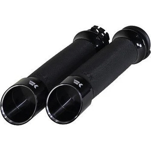 Khrome Werks 500240 Black Custom Contour Edge Grips for Harley Cable Op Throttle
