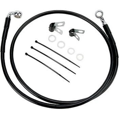 Drag Specialties 1741-2570 Extended Length Black Vinyl Brake Line Kit +4"