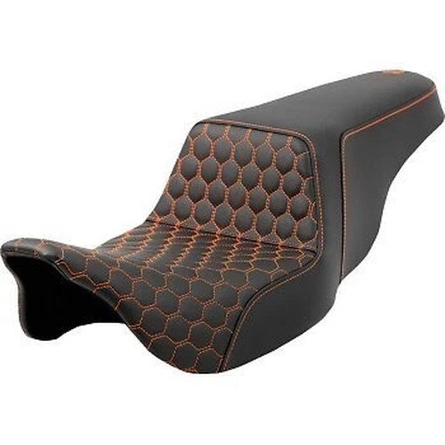 Saddlemen 808-07B-17703 Step-Up Seat Orange Honeycomb Stitch for 08-23 Touring