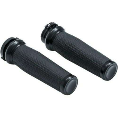 Kuryakyn 5941 Satin Black Thresher Hand Grips For Harley 1" Cable Operated 96-22