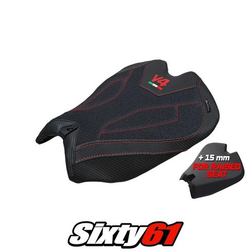 Ducati Panigale V4 2025 2026 Seat Cover Tappezzeria Ultragrip Black Logo V4